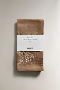 LOT DE SERVIETTES DE TABLE FLEUR BRODÉE (LOT DE 2)