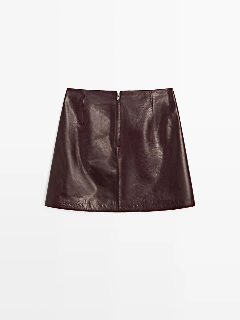 Short nappa leather skirt