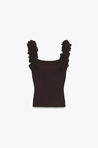 KNIT STRAPPY FLORAL TOP