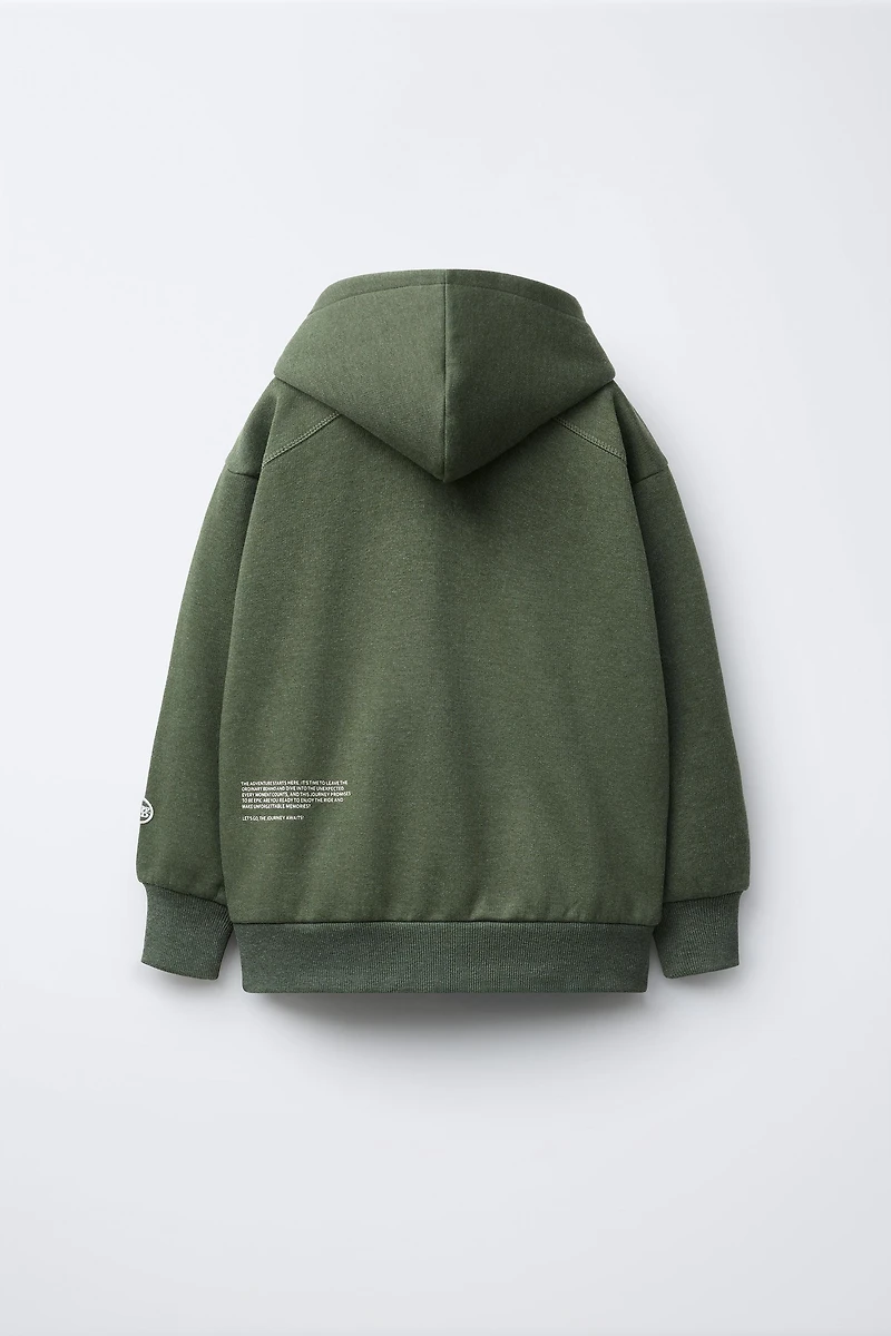 PLUSH SWEATSHIRT AND PANTS SET WITH TEXT PRINT