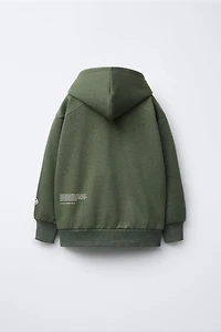 PLUSH SWEATSHIRT AND PANTS SET WITH TEXT PRINT