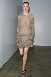 METALLIC THREAD POINTELLE KNIT JUMPER
