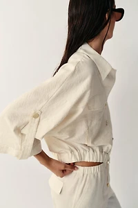 ROLL-UP SLEEVE SAFARI BLOUSE