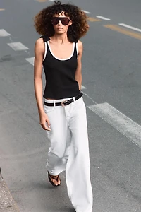 RIBBED TIE TOP
