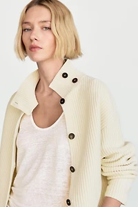 Cardigan en maille à col roulé 100 % coton