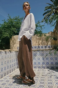 LINEN BALLOON PANTS WITH TIES
