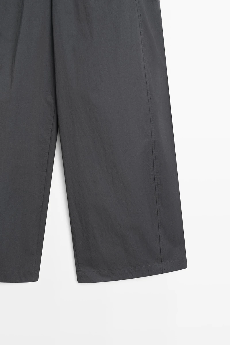 Cropped technical barrel fit pants