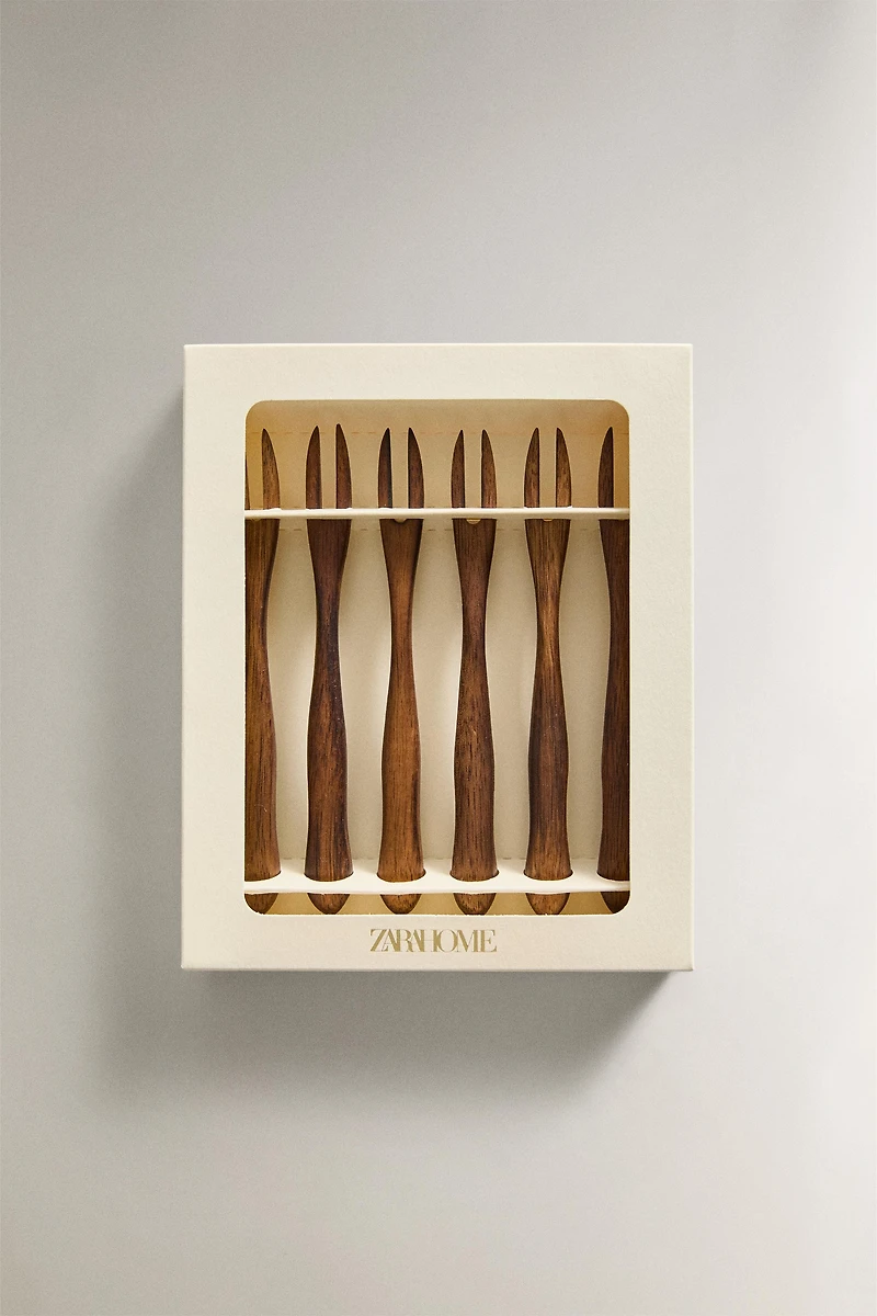 LOT DE 6 FOURCHETTES À APÉRITIF EN BOIS