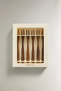 LOT DE 6 FOURCHETTES À APÉRITIF EN BOIS