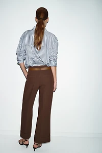 BELTED CUFFED HEM PANTS