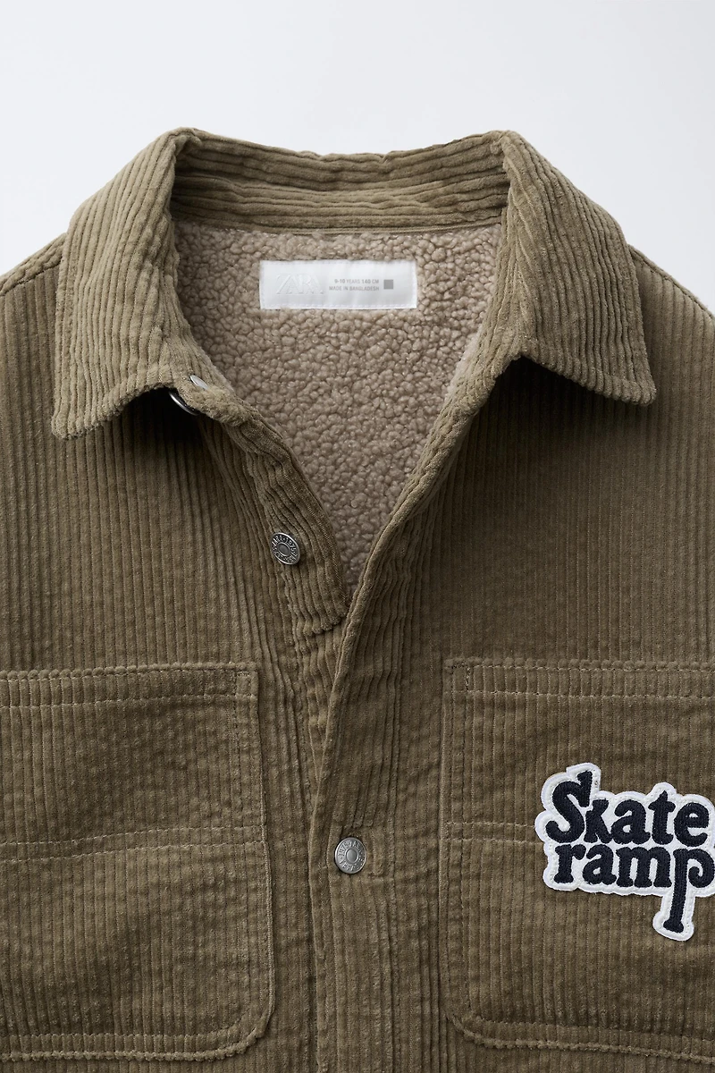 FLEECE LINED CORDUROY OVERSHIRT