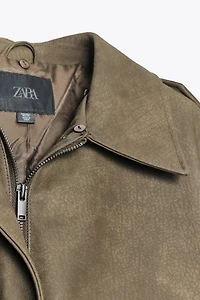 REMOVABLE COLLAR FAUX SUEDE JACKET