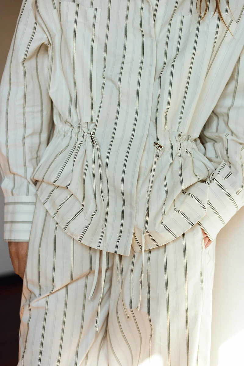 STRIPED PAJAMA SHIRT WITH POCKETS
