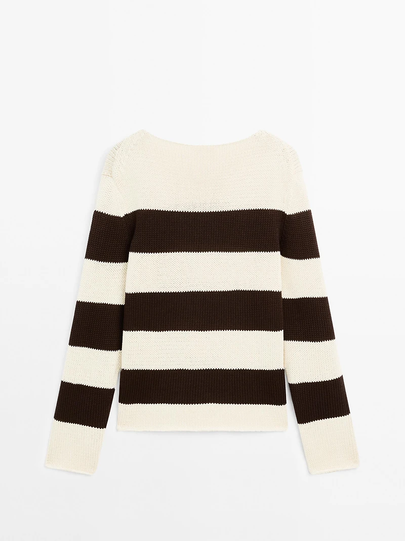 Pull à rayures en maille 100 % coton