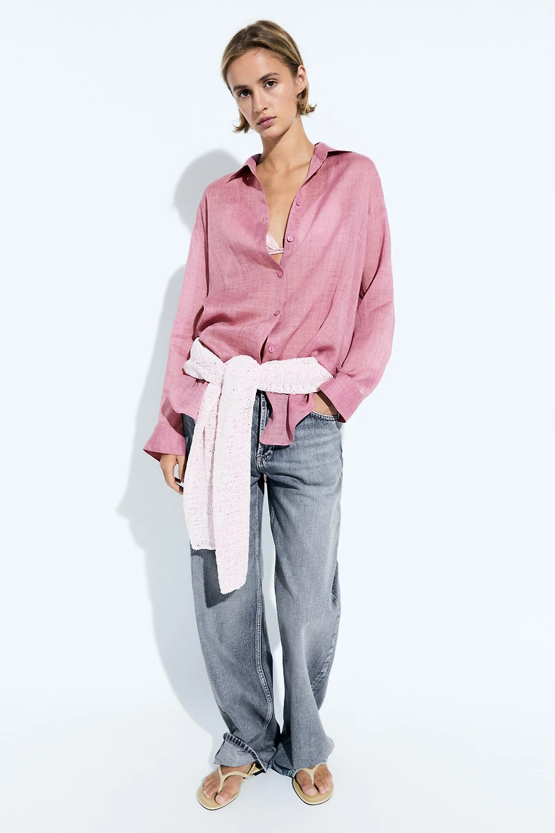 Flowing ramie blend shirt
