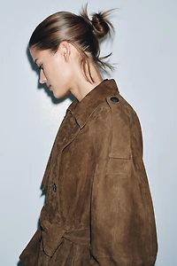 SHORT SUEDE TRENCH COAT ZW COLLECTION LIMITED EDITION