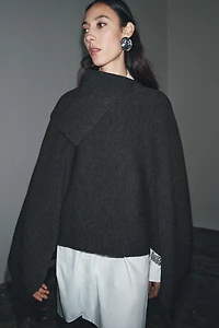 WOOL CAPE WITH ASYMMETRIC COLLAR