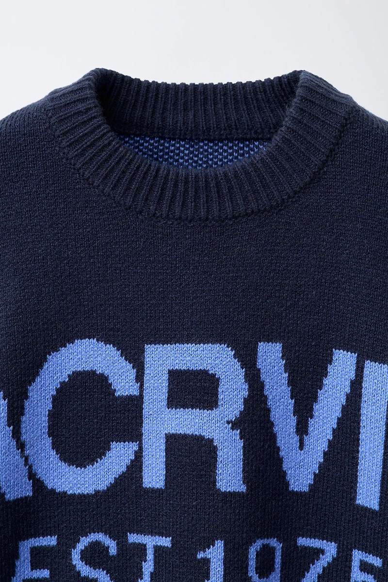 JACQUARD KNIT TEXT SWEATER