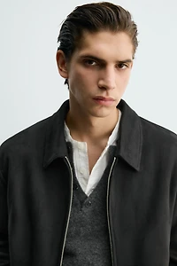 CROPPED FAUX SUEDE JACKET