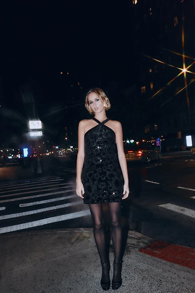 COMBINATION SEQUIN MINI DRESS