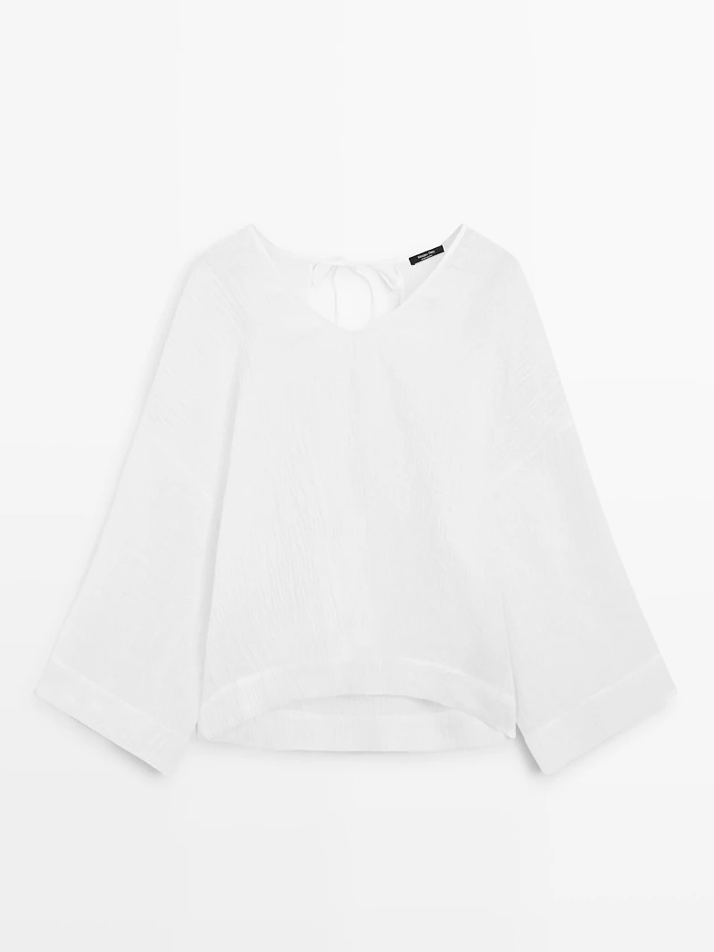 Blouse fluide gaufrée 100 % lin