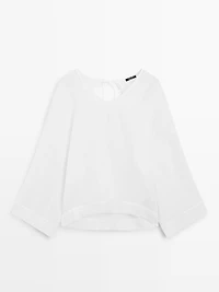 Blouse fluide gaufrée 100 % lin