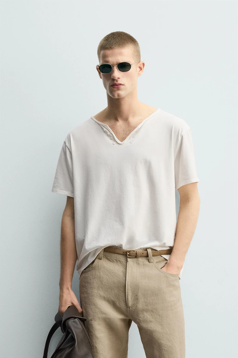 IRREGULAR HENLEY T-SHIRT