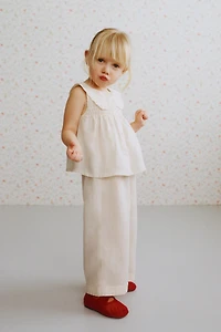 100% LINEN LACE COLLAR BLOUSE