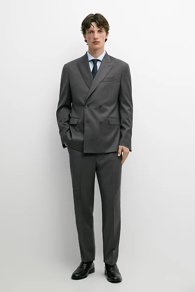 100% cool wool double-breasted suit blazer