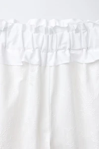 RUFFLED AND EMBROIDERED PANTS