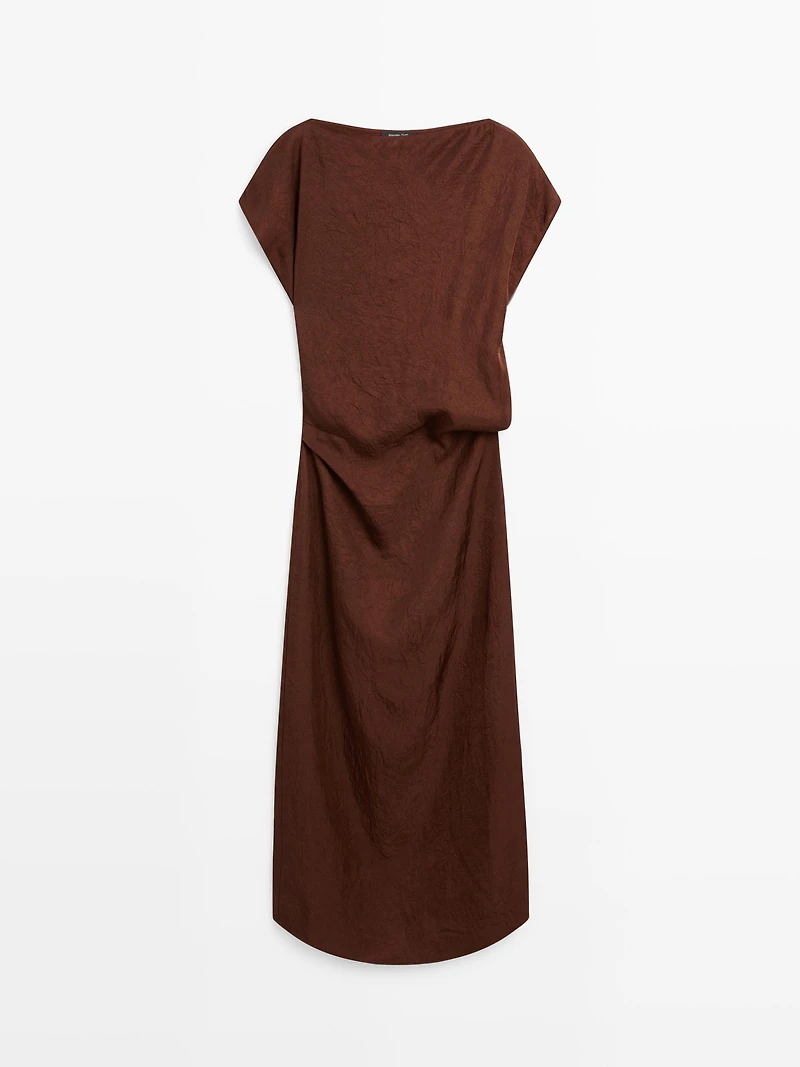 Long dress with gathered waist detail