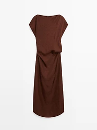 Long dress with gathered waist detail