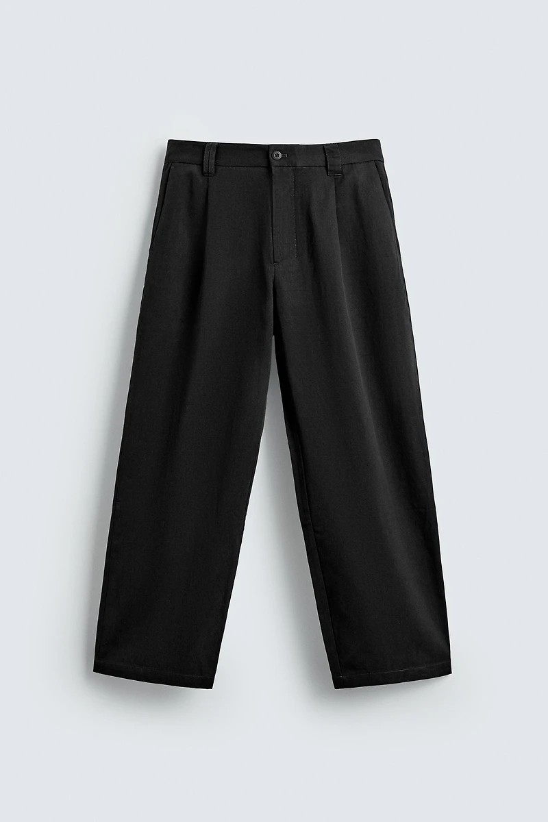 COTTON - LYOCELL PLEATED PANTS