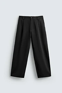 COTTON - LYOCELL PLEATED PANTS