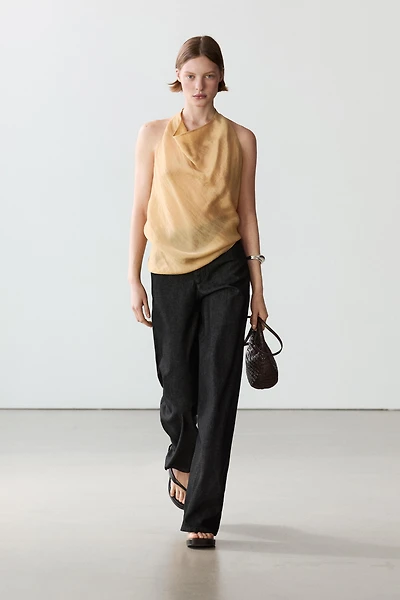 Flowing top with cowl neckline