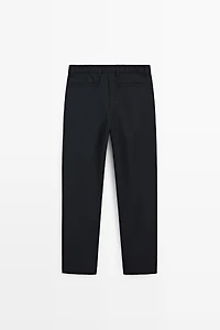 100% cool wool textured pants