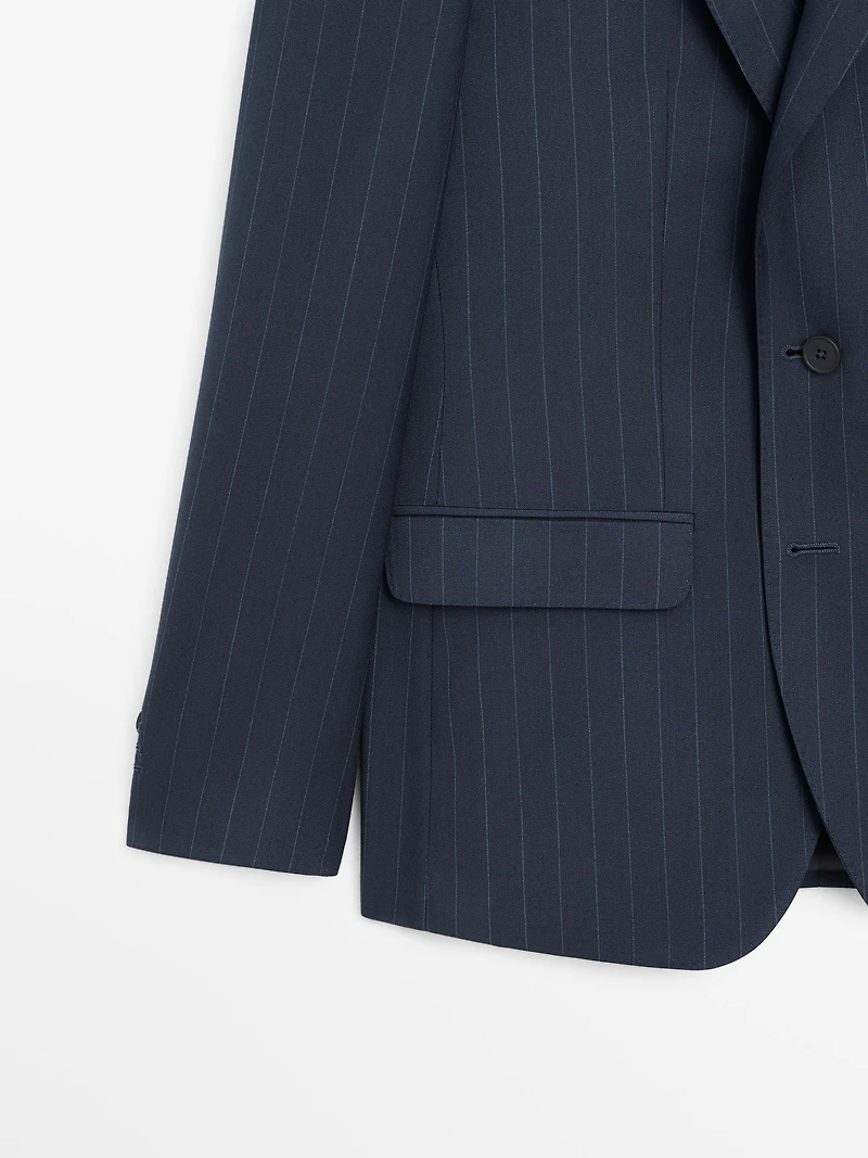 100% wool pinstriped suit blazer