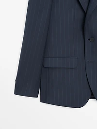 100% wool pinstriped suit blazer