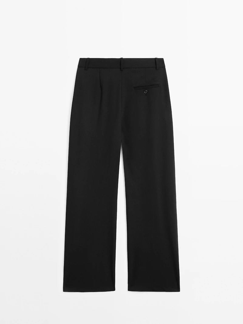 Darted wool blend trousers