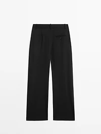 Darted wool blend trousers
