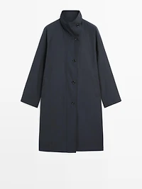 High neck technical trench coat