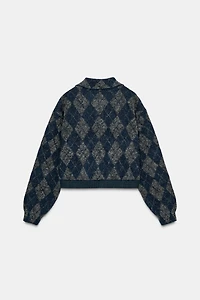 ARGYLE KNIT BOMBER JACKET