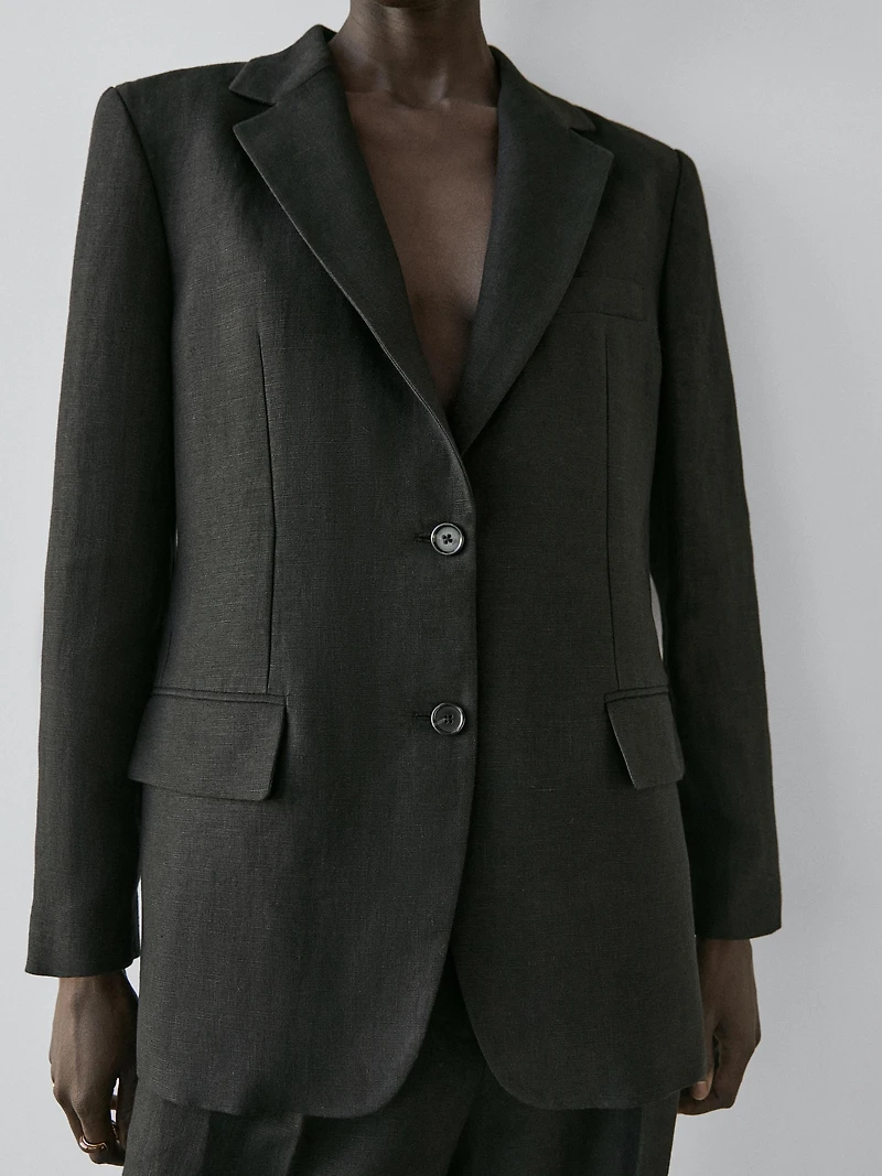 100% linen blazer with pockets