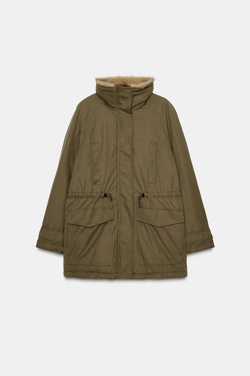 PARKA REMBOURRÉE INTÉRIEUR EFFET FOURRURE