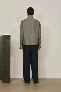 Linen bomber jacket with herringbone detail - LIMITED EDITION
