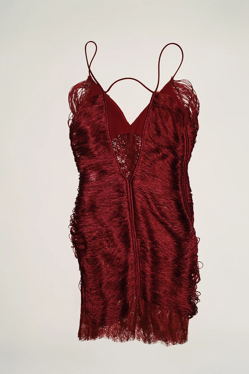 SHORT LACE FRINGE DRESS