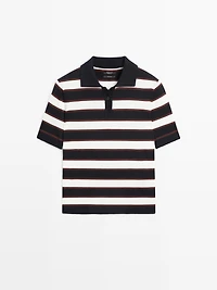 Striped knit polo sweater