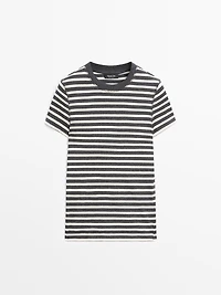 Striped short sleeve cotton T-shirt