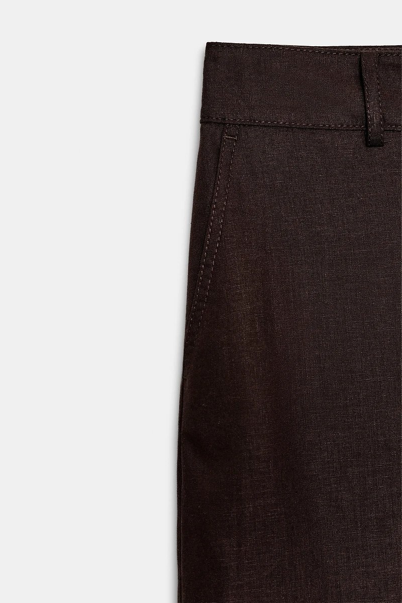 LINEN BARREL PANTS