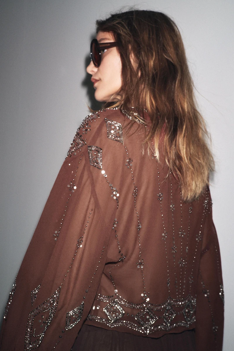 GEORGETTE BEADED EMBROIDERED BLOUSE